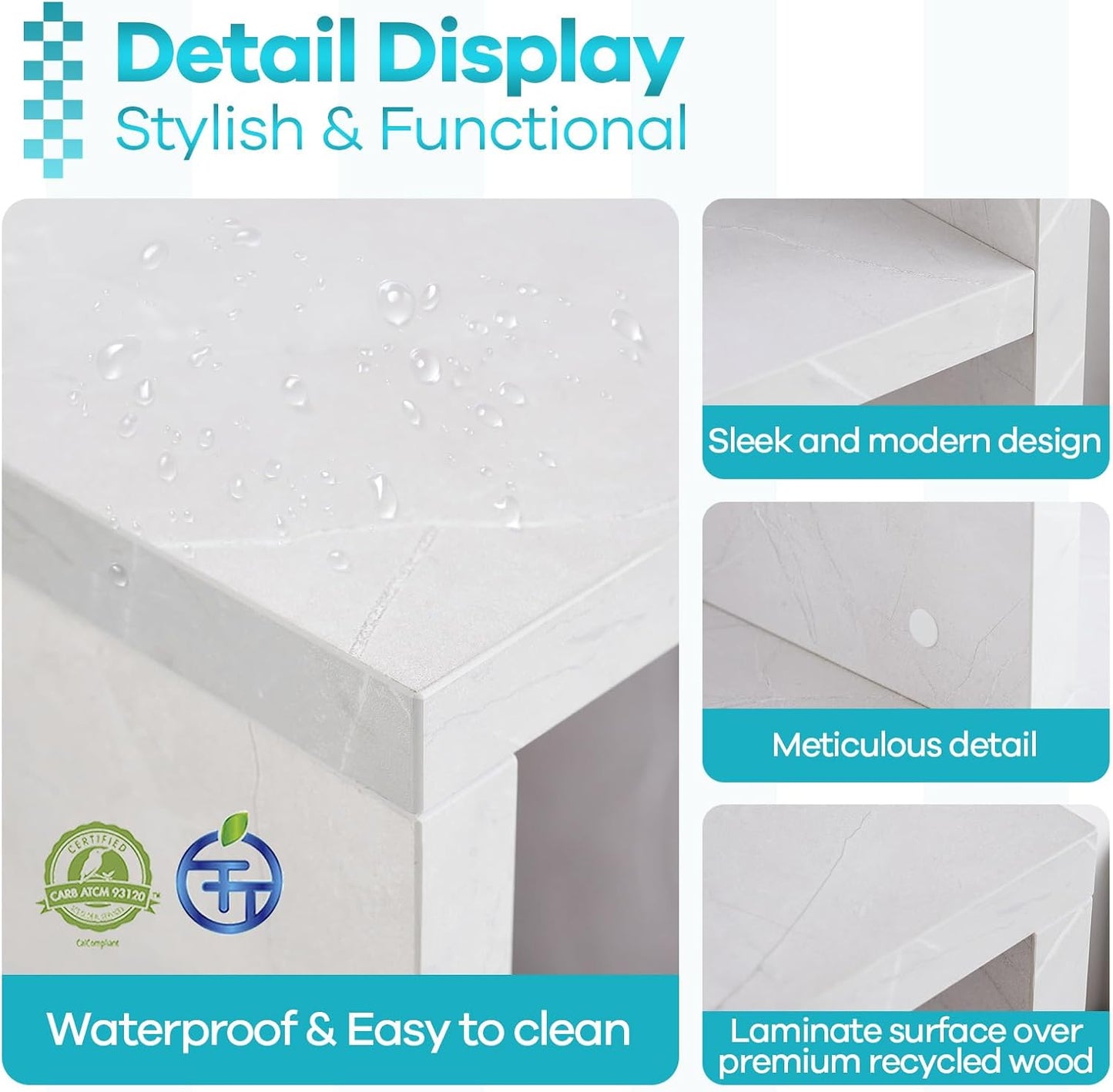 Kaboon Free-Form Modular Shelving Unit, Freestanding Bookcase 10 Inches Deep, Display Shelf Storage Organizer for Home Office, White Rock