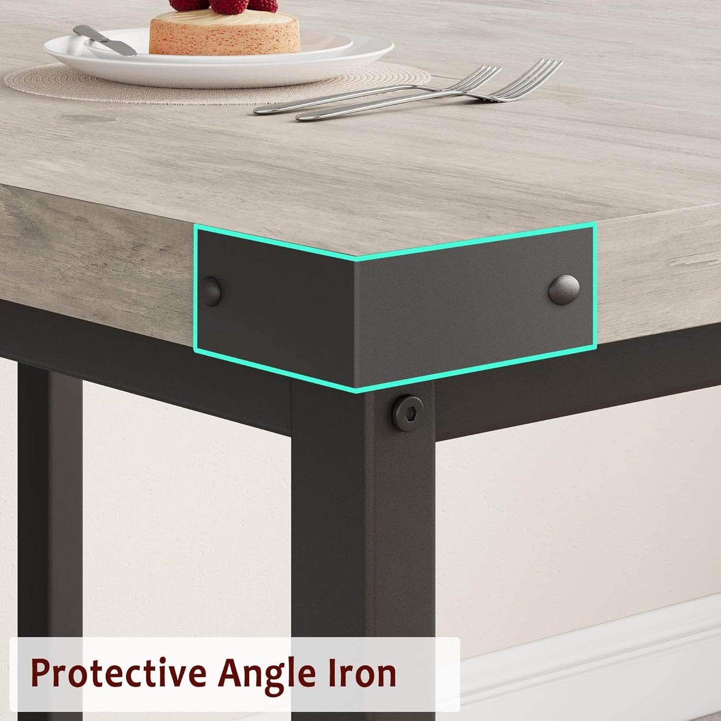 GarveeHome Dining Table Set for 4-6, 63" Extendable Wood Dining Room Table with Corner Protector & 2 Upholstered Benches, Kitchen Table Set for Apartment, Small Space, Easy Assembly,Retro Gray