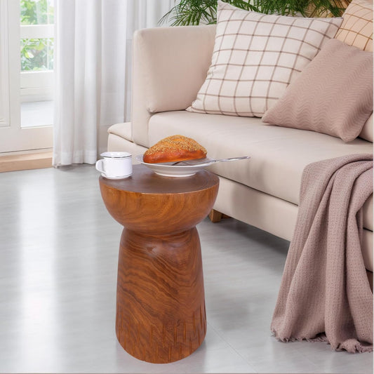 Athaliah 19.25”H Wood Side Table – Natural Wooden End Table, Round Wood Accent Table for Living Room, Patio, Garden, Balcony, or Home Decor