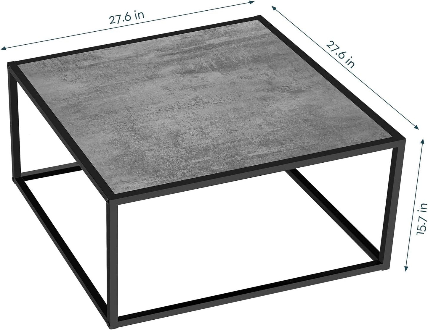 SAYGOER Small Coffee Table Square Modern Coffee Tables for Small Space Low Center Table for Living Room Office, Wood Top with Metal Frames, Easy Assembly, Gray Wood