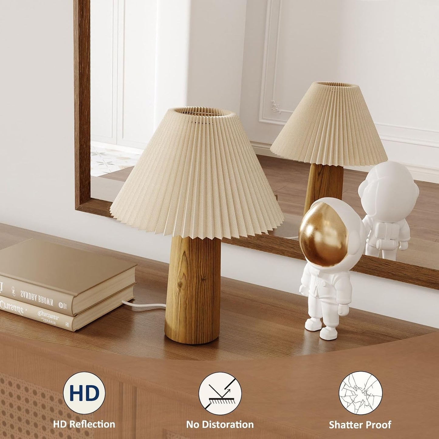 WEER Bathroom Mirror, 24x36 Inch Wall Mirror, Walnut Wood Grain Framed Mirror, Rectangle Vanity Mirror, Tempered Glass, Anti-Rust, Hangs Horizontally or Vertically