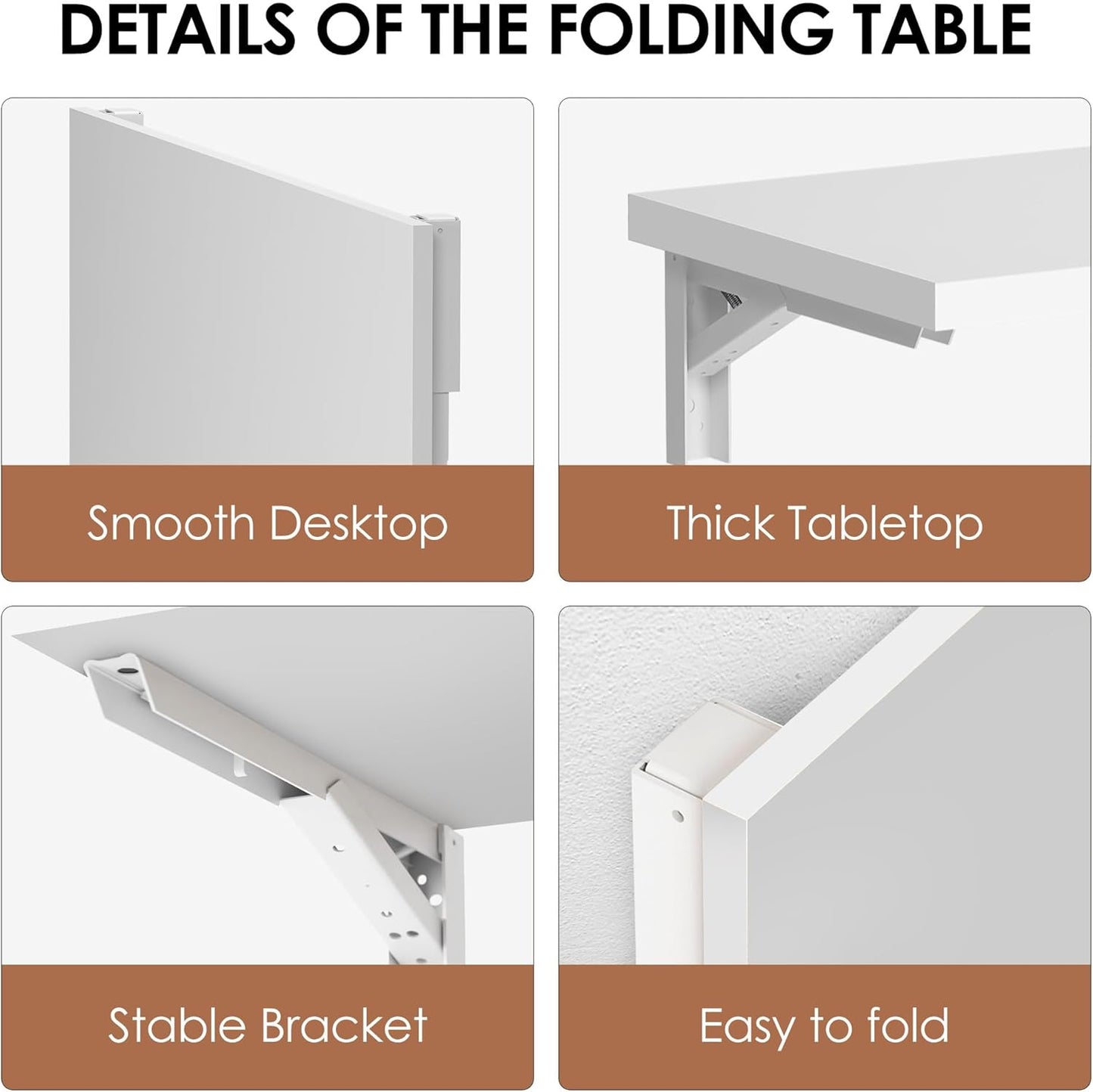 Need Fold Wall Mounted Table Folding Workbench Length 47.2" Width 20" Perfect Addition to Garage & Shed/Home Office/Laundry Room/Home Bar/Kitchen & Dining Room White AC15-12050WW-ND