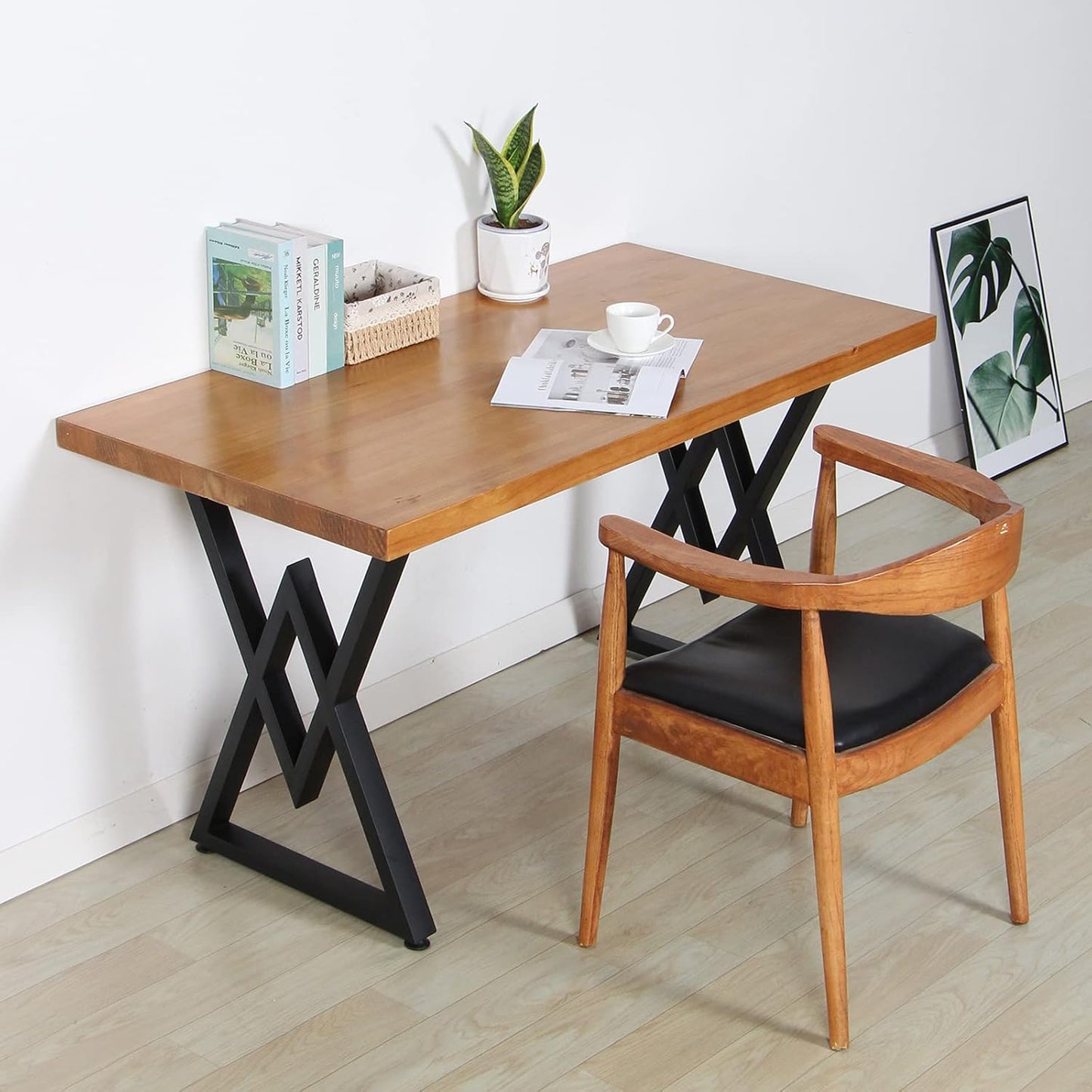 SSS Furniture Metal Table Legs Heavy Duty Industrial Table Base, 28 inch Height 19.7 inch Wide Black Metal Furniture Legs Modern Dining Coffee Table Legs DIY Desk Legs Set of 2