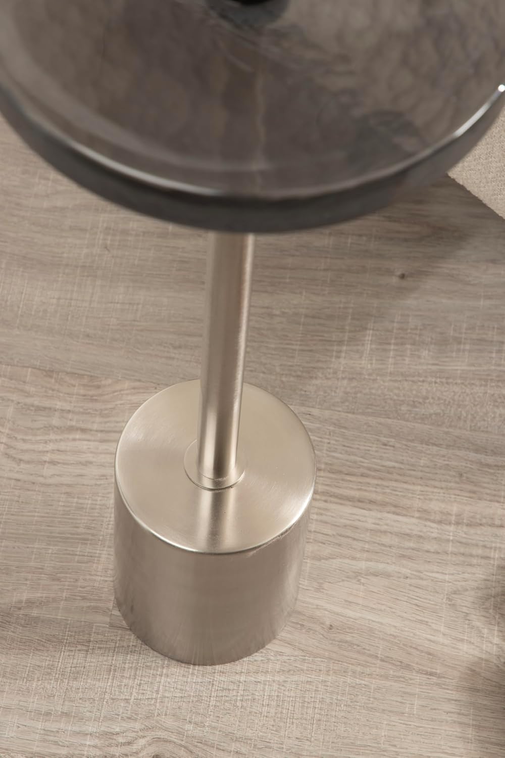 Kate and Laurel Xyler Modern Round Metal and Glass Drink Table, 10 x 10 x 24, Gray Glass and Silver, Decorative Plant Pedestal Table for Use as Indoor Plant Stand or Small Bathtub Table