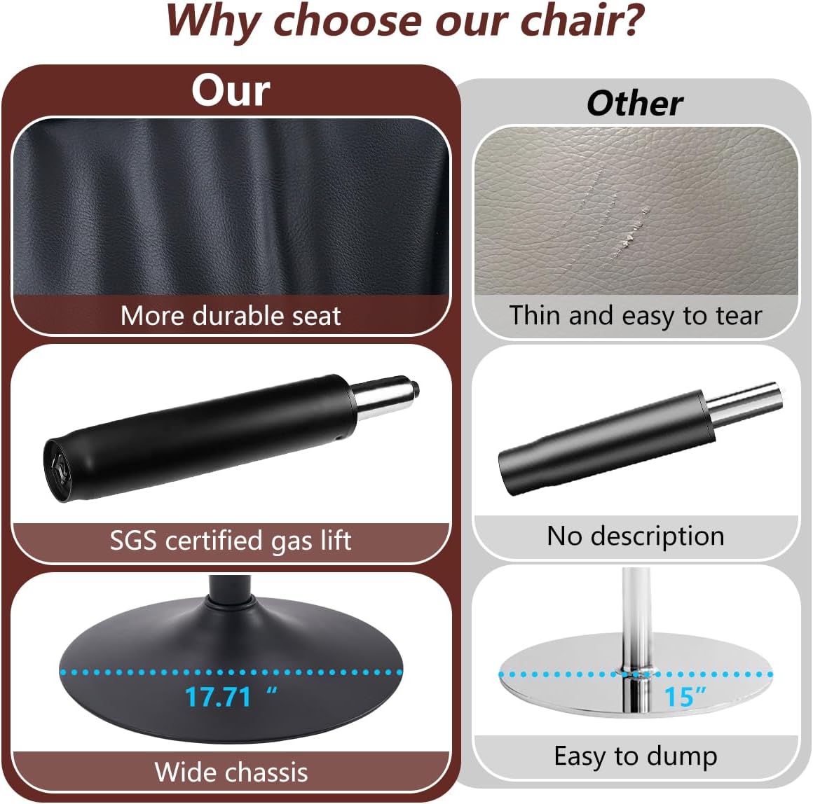 Kidol & Shellder Bar Stools Set of 2 Adjustable Swivel Black, PU Leather Upholstered with Back, Modern Counter Height Stools for Kitchen Island, Home Bar