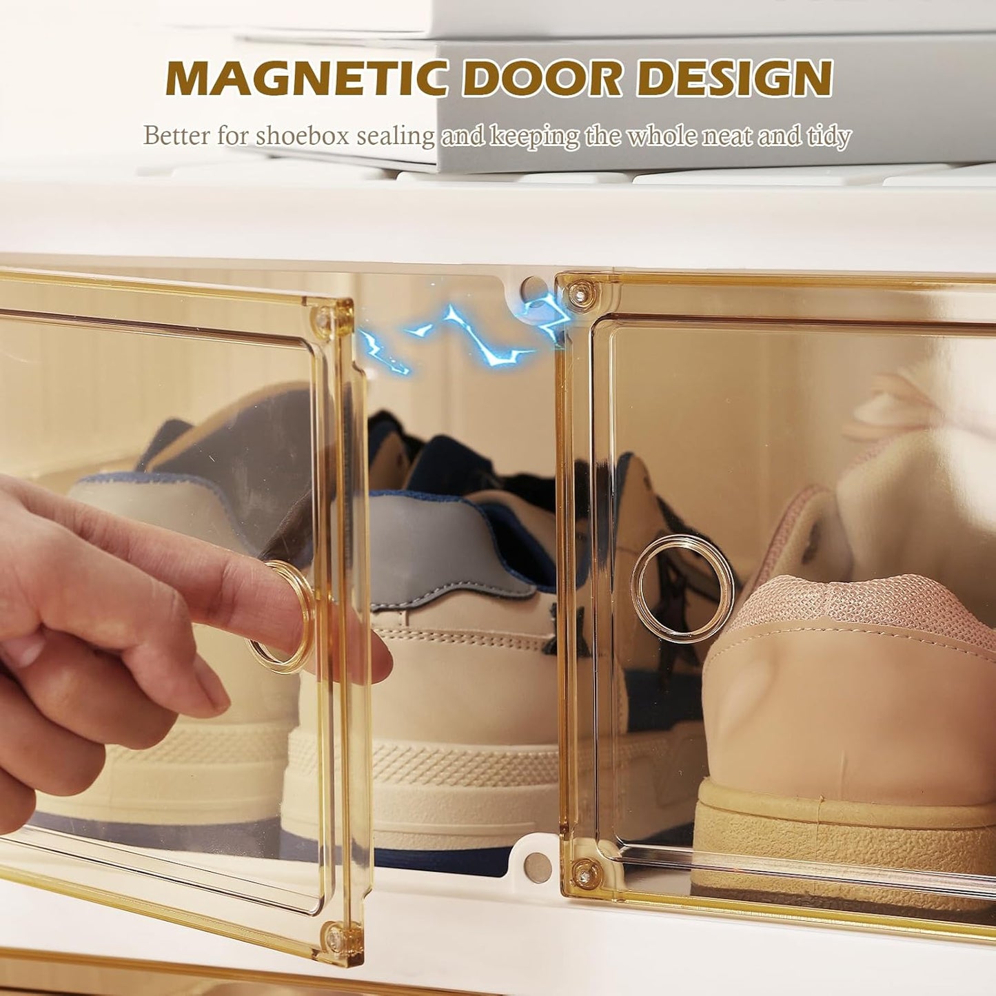 ELPHECO 9 Tier 18 Pairs Shoe Rack Organizer Foldable Sneaker Cabinet Bins, Stackable Shoe Storage Shelf, Collapsible Shoe Cabinet with Double Doors for Entryway