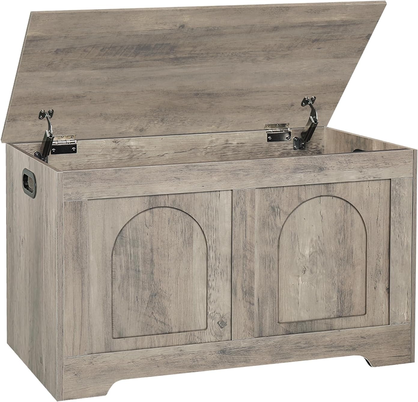 DINZI LVJ Storage Chest, 31.5”Wooden Toy Box with 2 Safety Hinges, Entryway Storage Bench with Flip-Top, Sturdy Storage Trunk for Living Room, Bedroom, Easy Assembly, Gray Wash