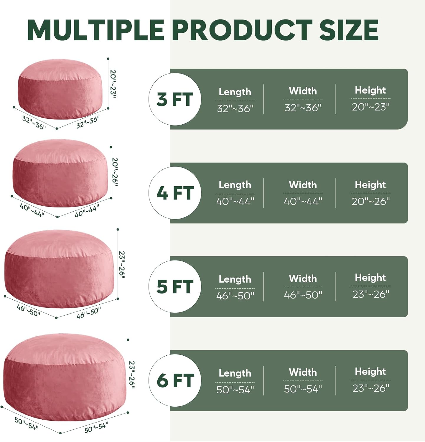 4 Ft Bean Bag Chairs for Adults/Teens with Memory Foam Filling, Comfy Bean Bag Sofa with Filler Included, Soft Dutch Velvet Fabric Beanbags,4 Foot, Pink