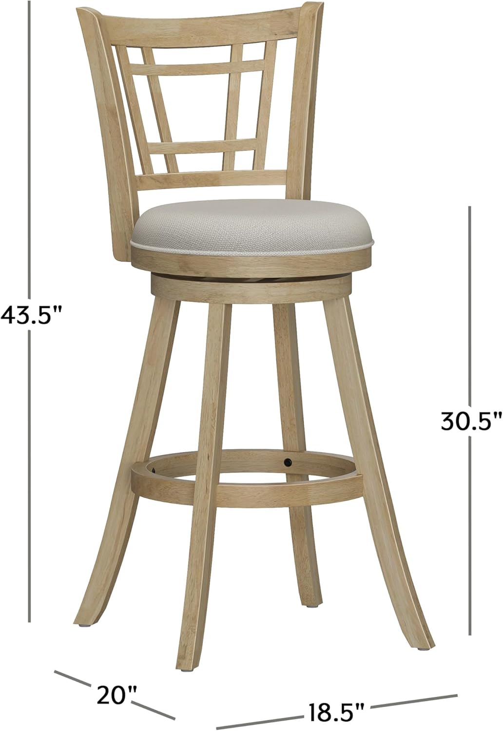 Hillsdale Fairfox 30.5" Wood Swivel Bar Height Stool, Natural