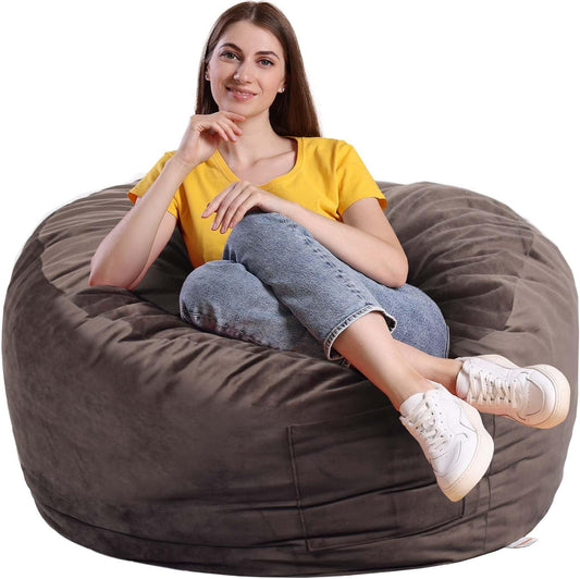 Bean Bag Chairs, Memory Foam Stuffing Bean Bag Chair for Adults/Teens/Kids, Velvet Lazy Sofa Furniture with Removable High-Rebound Memory Foam for Living Room Bedroom College Dorm