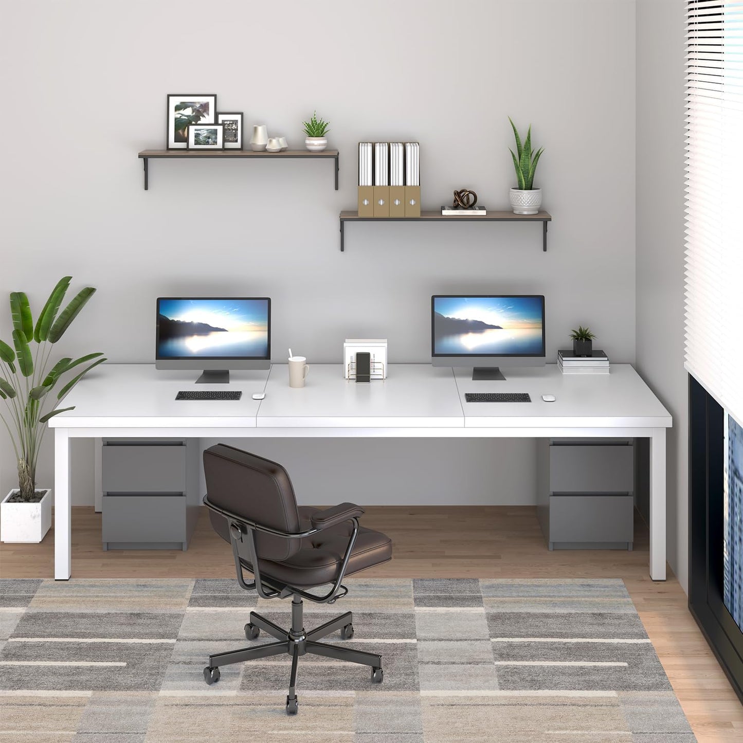 78.7 Inch Large Computer Desk, Long Gaming Table, Modern Two Person Desk Large Executive Office Desk, Double Table at Home, Perfect for Work, Gaming, Studying, and Writing, Etc., White