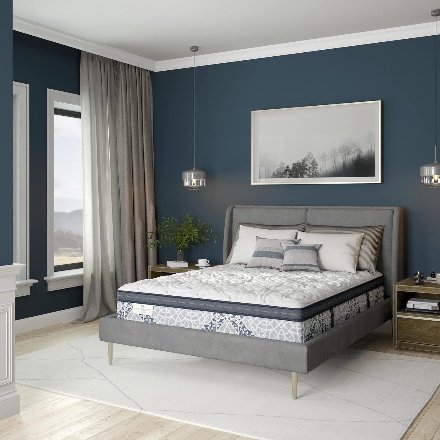 Kingsdown Cushion Firm Euro Pillow Top Hybrid Queen Mattress Cooling Gel Memory Foam Layer Multi-Layered Motion Isolation Cool Sleep Quilted Top Luxury Mattresses, 15-inch, Passions Engleson