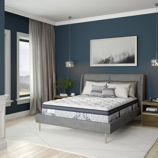 Kingsdown Cushion Firm Euro Pillow Top Hybrid Queen Mattress Cooling Gel Memory Foam Layer Multi-Layered Motion Isolation Cool Sleep Quilted Top Luxury Mattresses, 15-inch, Passions Engleson