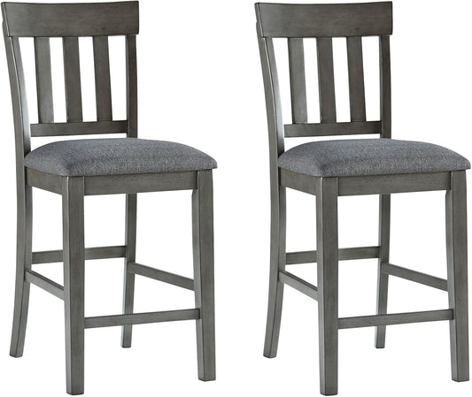 Signature Design by Ashley Hallanden Modern Farmhouse 25.75" Counter Height Upholstered Barstool, Set of 2, Dark Gray
