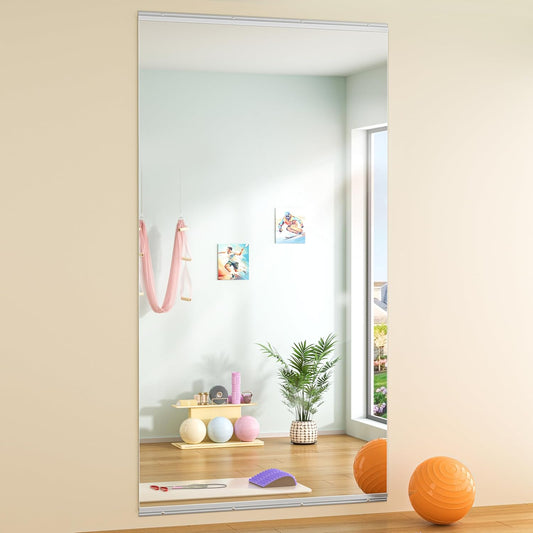 Hasipu Home Gym Mirror 83" L x 39" W - 1PC Large Full Body Mirror for Yoga, Wall-Mounted Mirrors for Fitness, Garage, Dance Studio, 0.16in Tempered Glass Frameless
