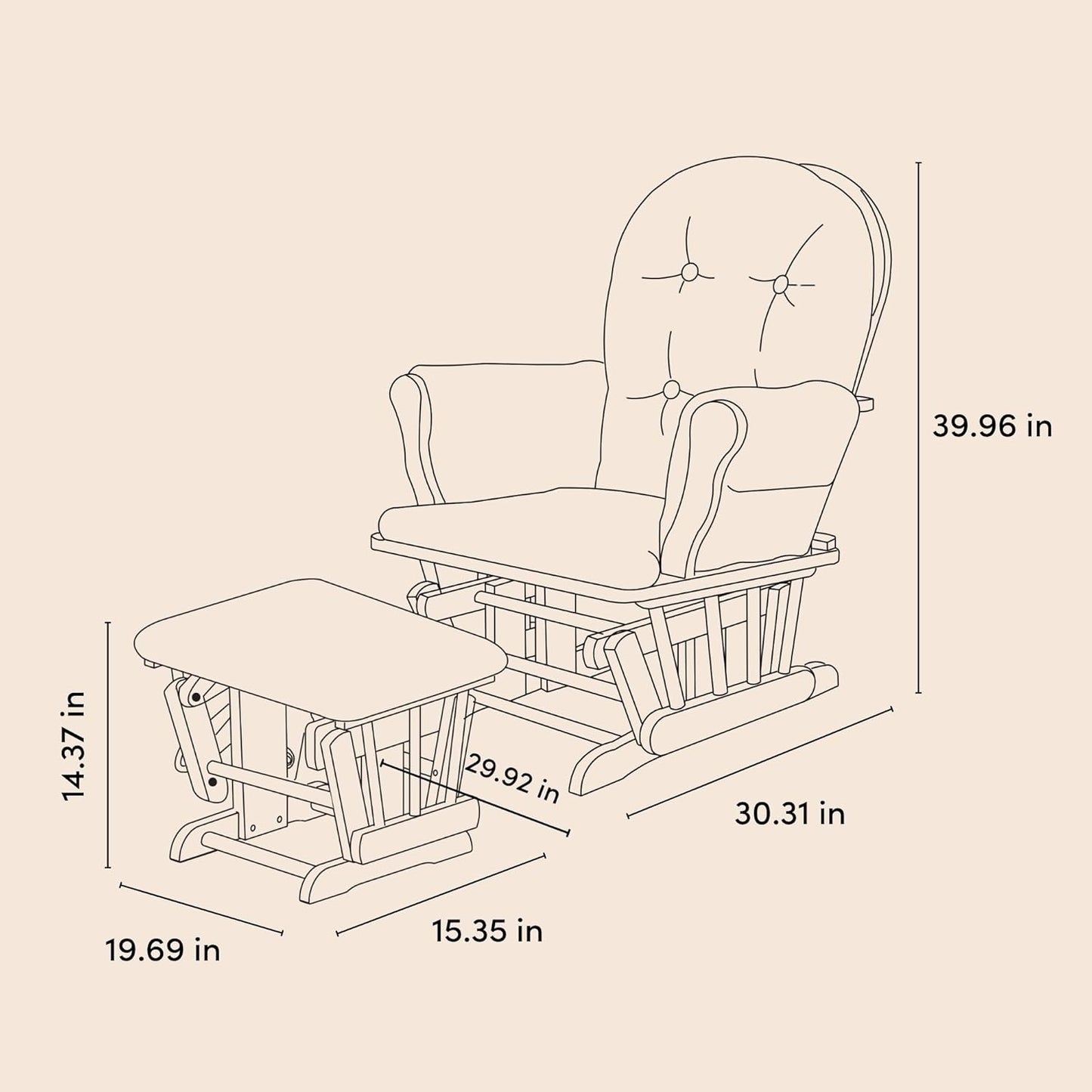 Storkcraft Premium Hoop Glider & Ottoman (Pebble Gray/Light Gray) — GREENGUARD Gold Certified Nursery Glider, Solid Wood Craftsmanship, Smooth-Gliding Nursery Chair and Ottoman, Award-Winning