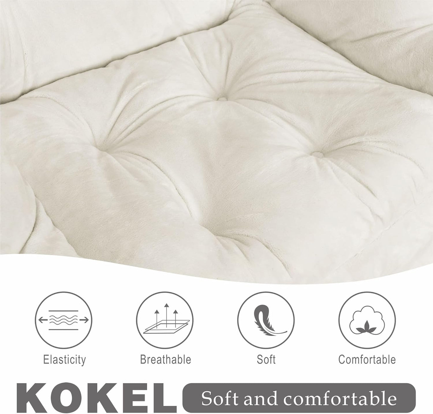 Lazy Chair with Folding Ottoman,Living Room Chairs, Accent Contemporary Lounge Chair, Single Steel Frame Leisure Sofa Chair with Armrests and A Side Pocket (Beige-1130)