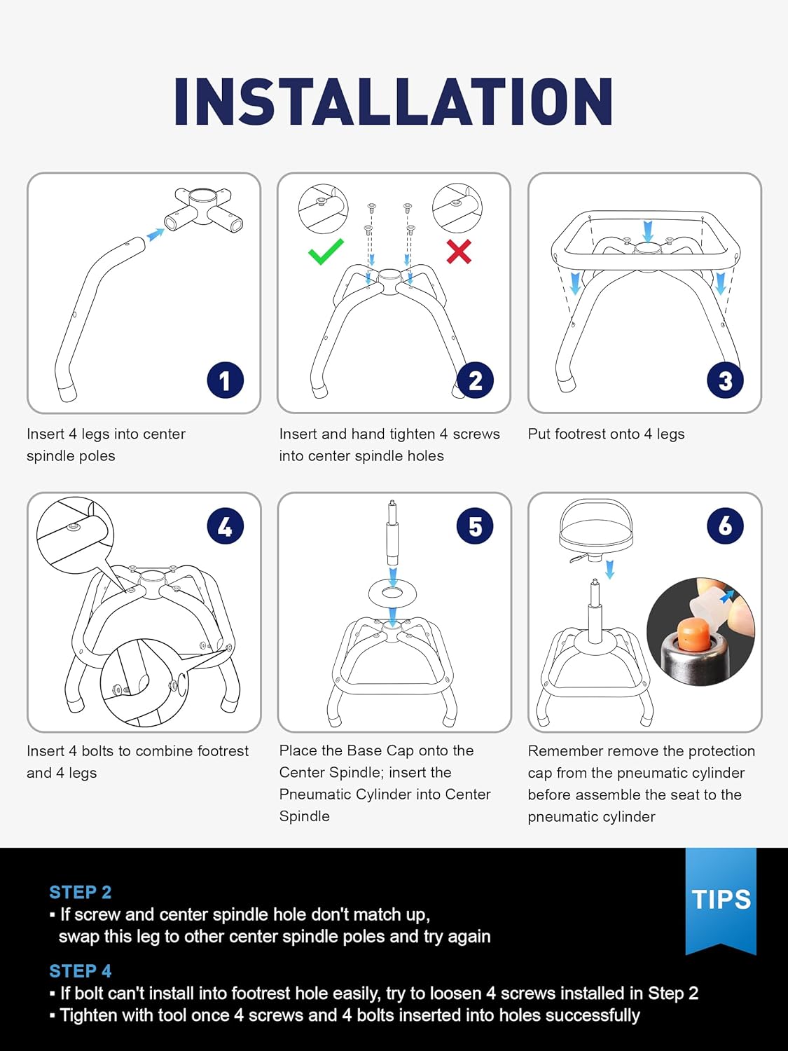 SMART JERRY - Garage Shop Stools, Counter Height Bar Stools, Swivel Barstools Height Adjustable, Work Bench Stool with Back, Kitchen Bar Height Chairs, Black (330lb Weight Capacity)
