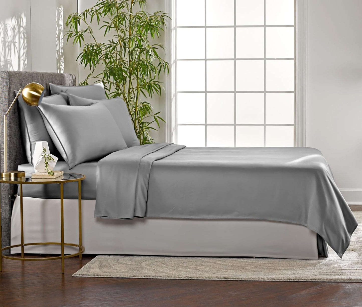 Pure Bamboo Twin Sheets, Genuine 100% Organic Viscose Derived from Bamboo Bed Sheet Set, Luxuriously Soft & Cooling, Double Stitching, 2 Year Quality Promise (Twin, Stone Grey)