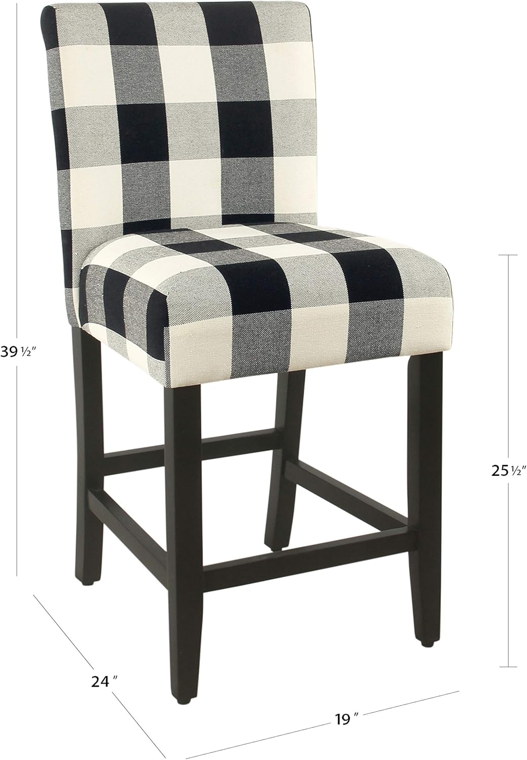 'HomePop by Kinfine Fabric Upholstered Counter Height Barstool - 24-inch, Black and Cream Geometric