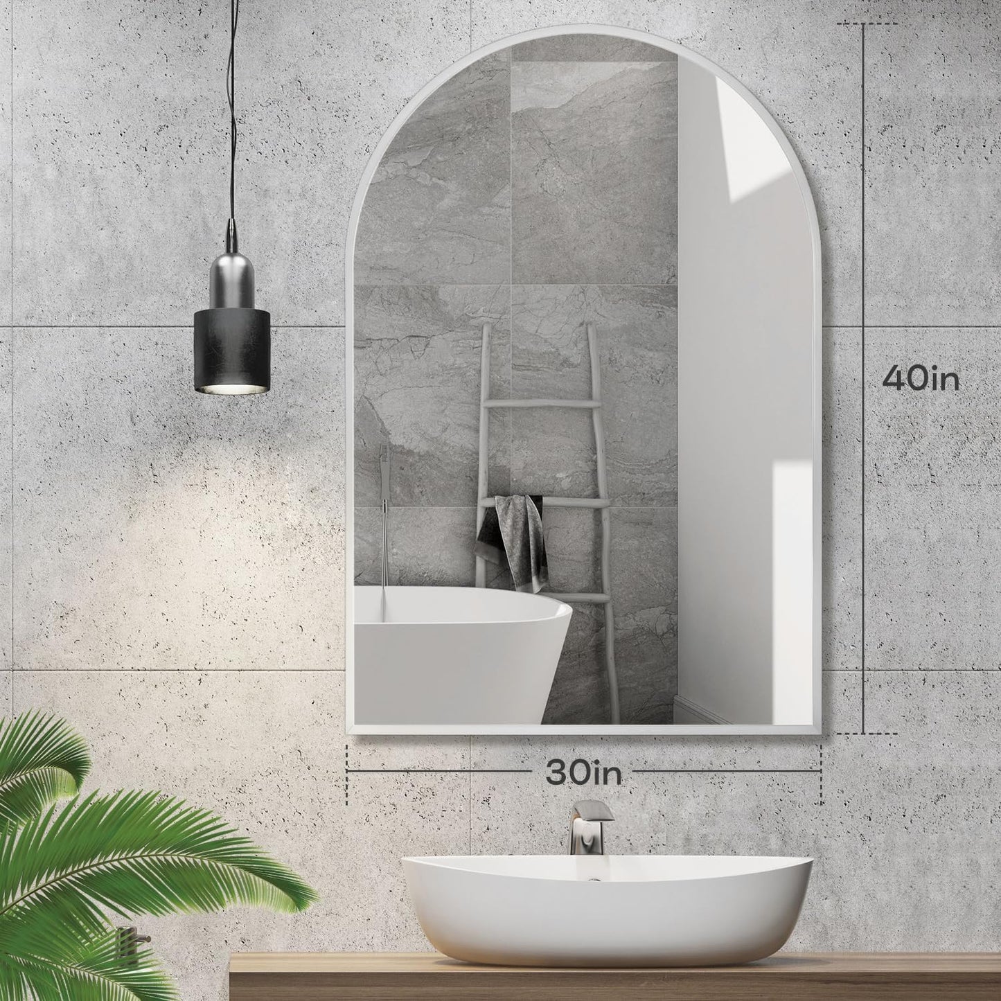 30" x 40" Silver Arched Mirror, Large Arch Bathroom Vanity and Wall Decor Mirror for Living Room, Bedroom, Entryway, Fireplace Mantel (Tempered Glass)