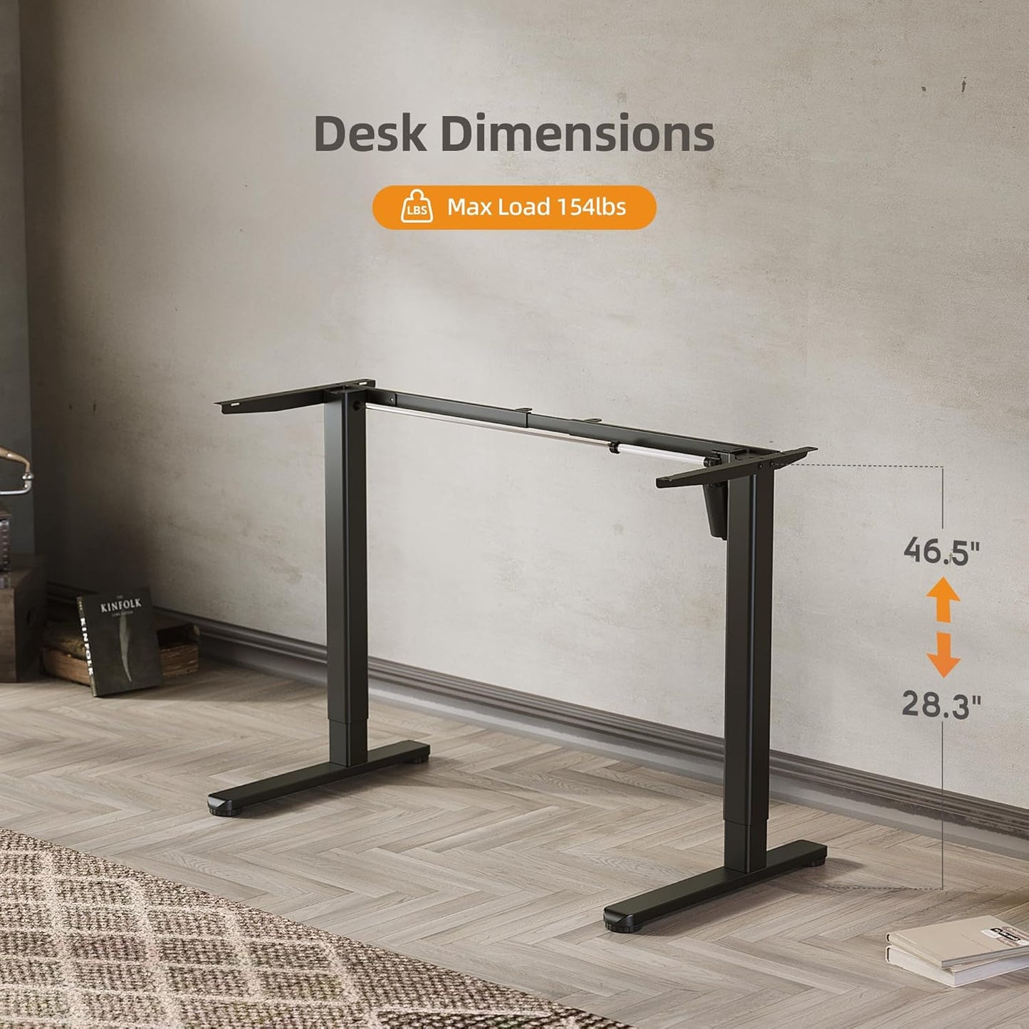 Claiks Standing Desk Frame, Electric Stand Up Desk Legs Frame Workstation Up to 63",C-Shaped Adjustable Standing Computer Desk for Home and Office, (Black Frame only)