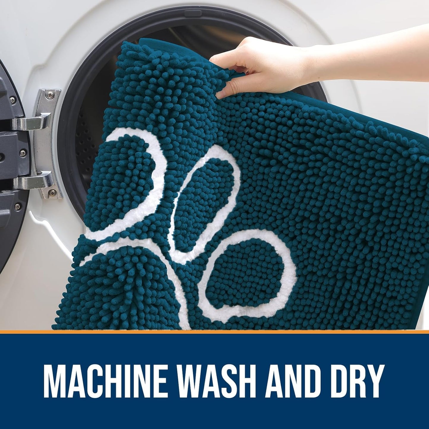 OLANLY Door Mat for Muddy Dog Paws 36x24, Absorbent Chenille Mud Doormat with Paw Print Design, Non-Slip Washable Doormat for Indoor Entryway, Quick-Dry Pet Bed Mats for Dirty Dogs, Atlantic Blue