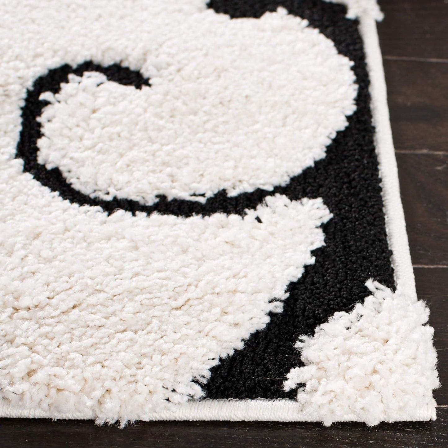 SAFAVIEH Florida Shag Collection Area Rug - 8'6" x 12', Ivory & Black, Scroll Design, Non-Shedding & Easy Care, 1.2-inch Thick Ideal for High Traffic Areas in Living Room, Bedroom (SG455-1290)