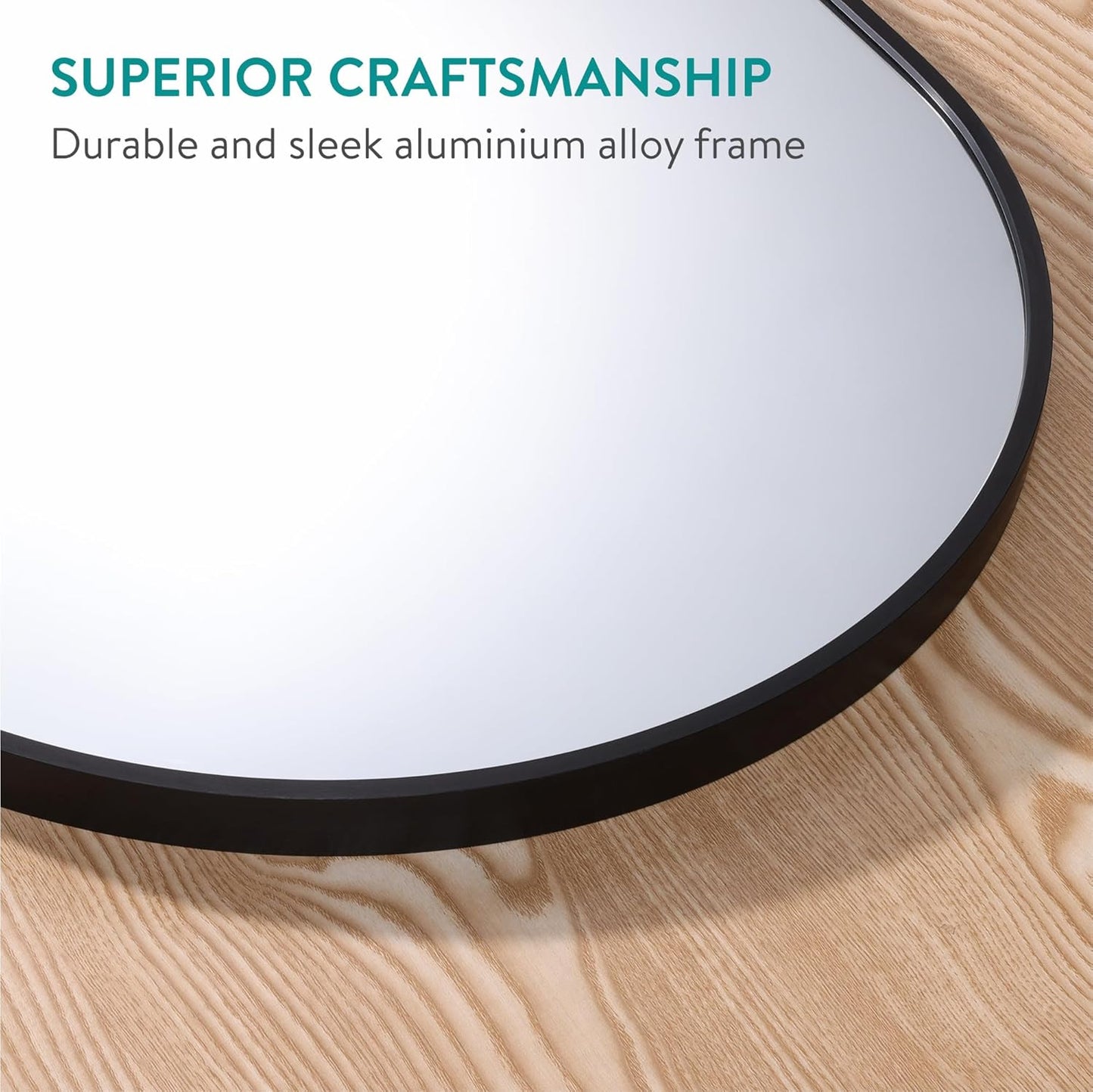 Navaris Full Length Arch Mirror, Black - Large Size for Complete Reflection - Mirrors for Bedroom, Living Room, Bathroom or Hallway - Wall Hanging or Free Standing on Floor Option