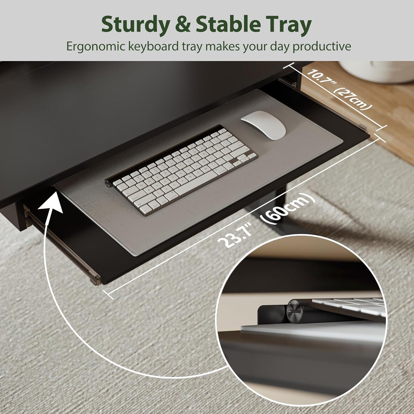 Agilestic Electric Standing Desk with 2 Drawers and Keyboard Tray, 48 x 23 Inches Ergonomic Adjustable Height Desk with Storage, Sit Stand Computer Workstation, Black