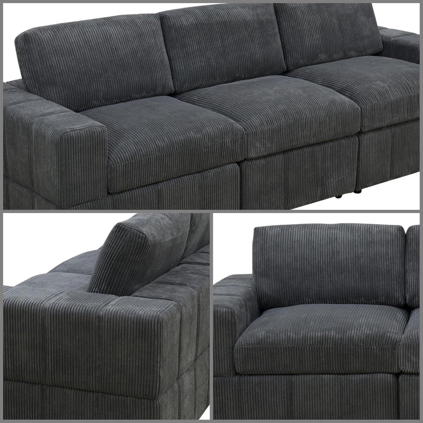 Sectional Couches for Living Room, Comfy Cloud Couch Loveseat Sofa with Deep Seats, Lounge Modern Living Room Furniture for Small Space, Dark Grey