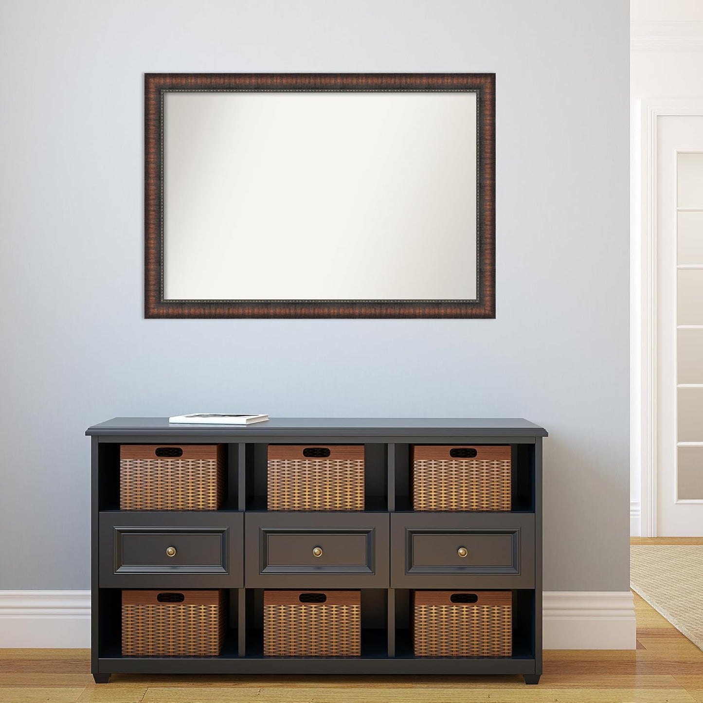 Amanti Art White Bathroom Mirror for Over Sink, 27x39 Cabinet White Narrow Rectangle Vanity Mirror, Large Modern Frame, Hangs Horizonally and Vertically, Bathroom Wall Decor, Non-Beveled Edge