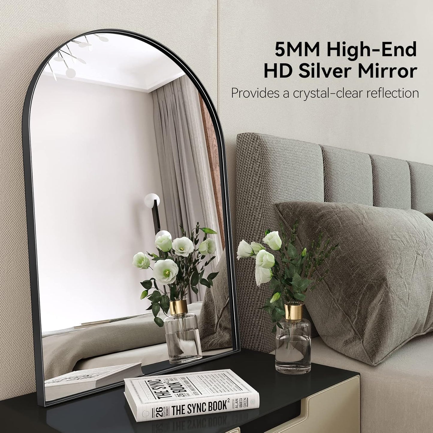 Brightify Arched Mirror, 30 x 40 Inch Black Arch Mirror, Metal Frame Black Arched Wall Mirror, Arched Top Bathroom Vanity Mirror for Living Room Bedroom Mantel Entryway Hallways