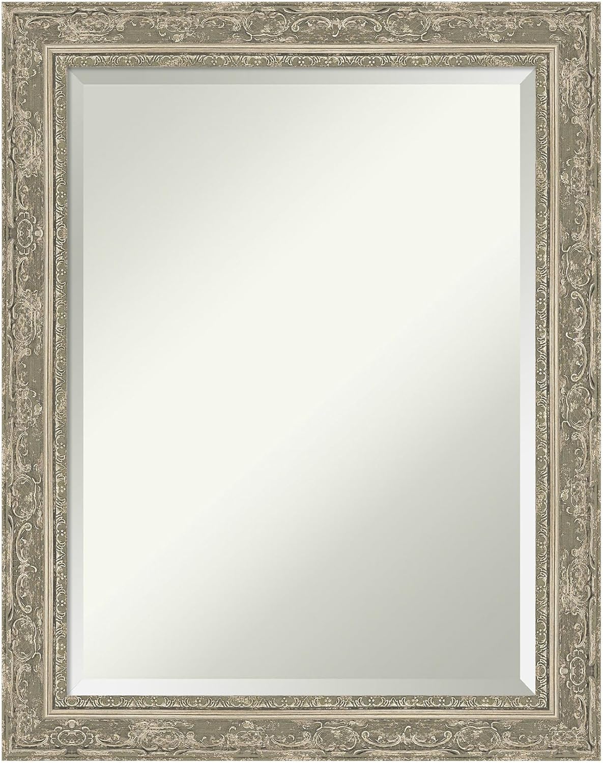 Amanti Art Bathroom Mirror for Over Sink, 29x23 Filigree Silver Rectangle Vanity Mirror, Medium Traditional Frame, Hangs Horizonally and Vertically, Bathroom Wall Decor, Beveled Edge
