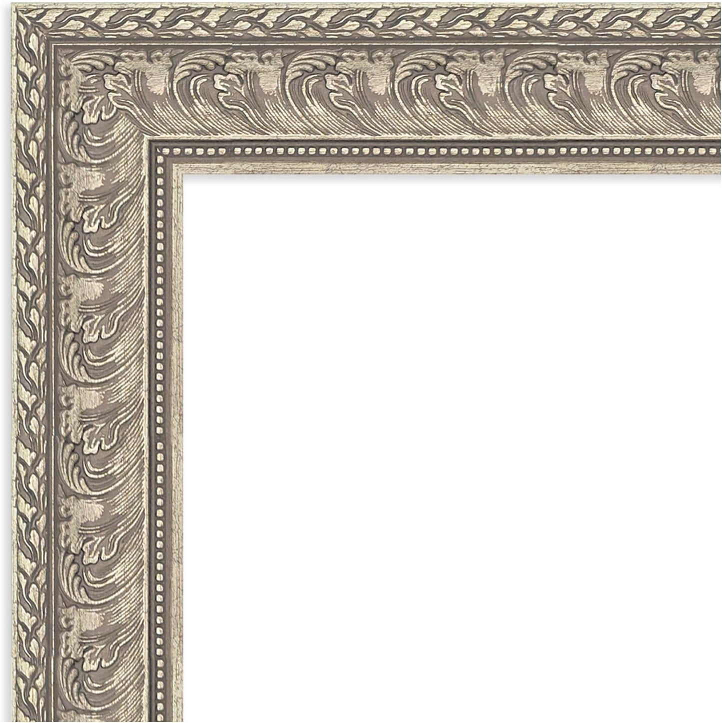 Amanti Art Silver Bathroom Mirror for Over Sink, 37x47 Sydney Silver Rectangle Vanity Mirror, X-Large Traditional Frame, Hangs Horizonally and Vertically, Bathroom Wall Decor, Beveled Edge