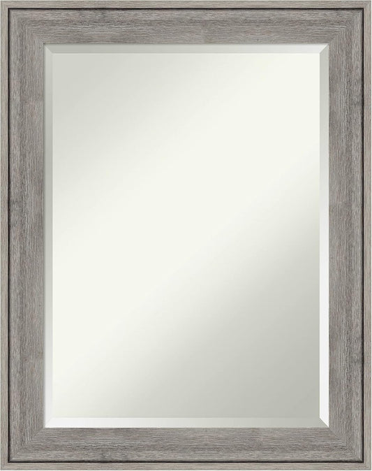 Amanti Art Grey Wall Mirror 29x23 Regis Barnwood Grey Rectangle Bathroom Mirror for Wall Decor Living Room, Medium Rustic Farmhouse Wood Frame, Hangs Horizonally and Vertically, Bathroom Decor from WI