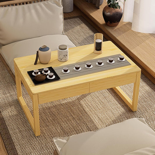 Japanese Floor Coffee Table,Bamboo Low Table,Japanese Tea Table for Sitting Tatami Meditation Living Room Home Office(Wood Color)