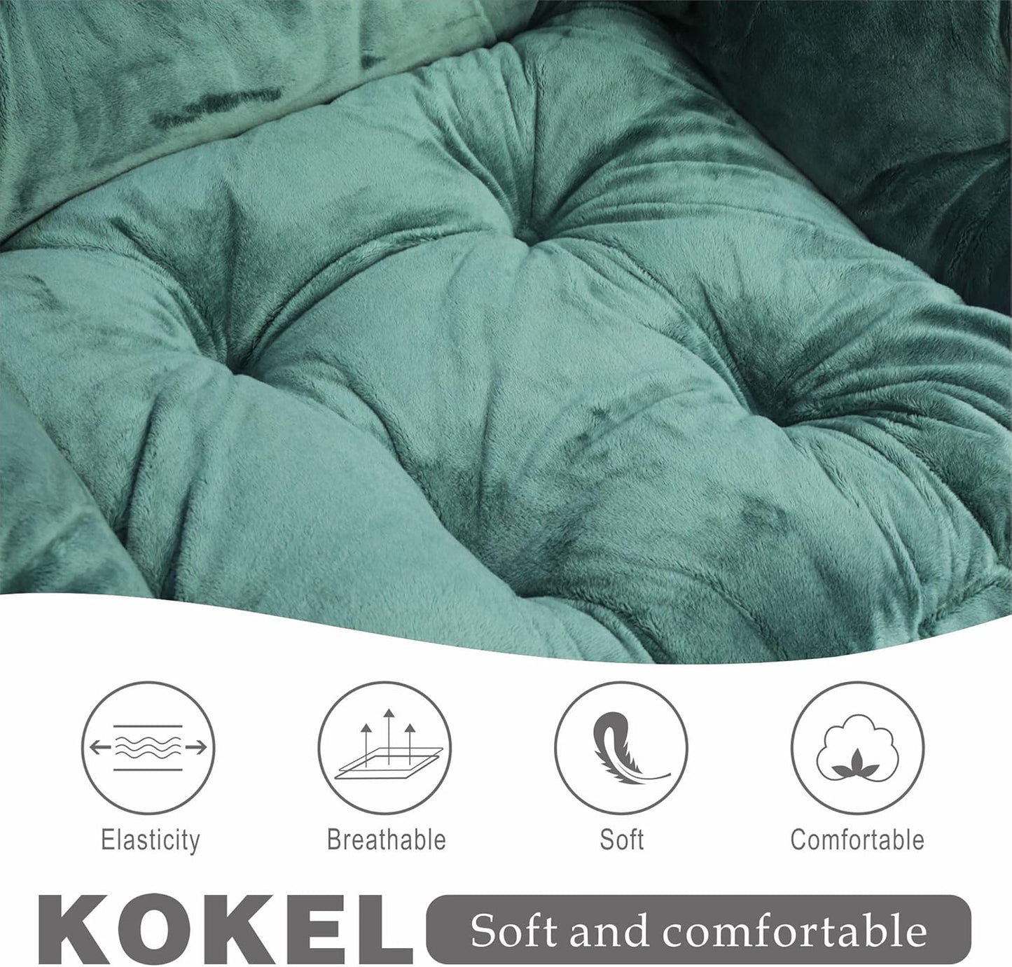 Kokel Lazy Chair with Folding Ottoman,Living Room Chairs (Green-1228)