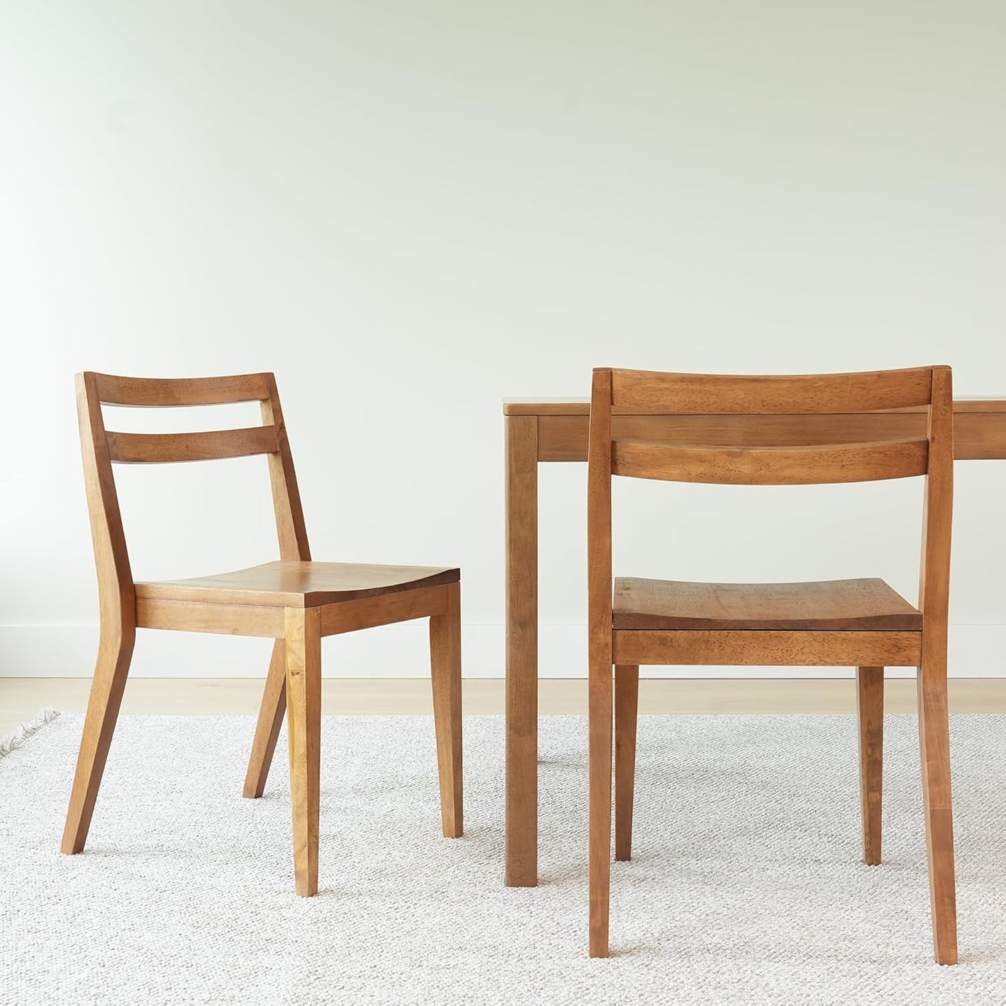 Grain & Grove Davie Dining Room Chairs Set of 2, Solid Wood Modern Kitchen Chair for Living Room, Kitchen, Pecan