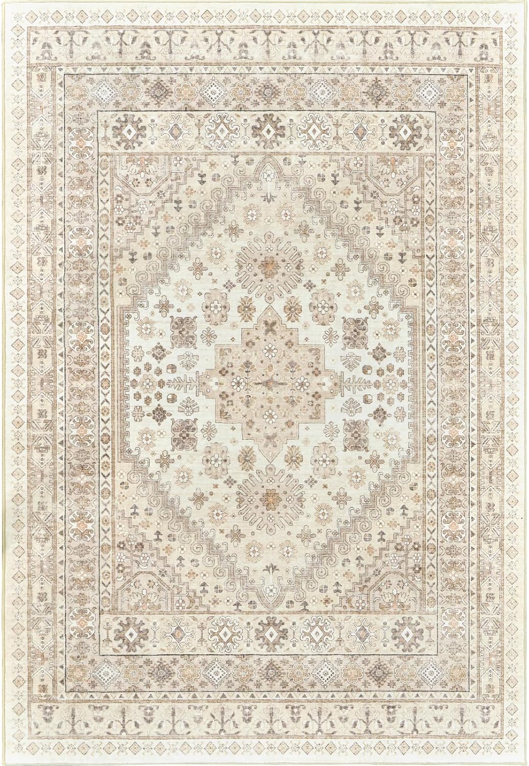 zesthome 10x12 Area Rugs,Stain Resistant Washable Rug,Ultra-Thin Rugs for Living Room,Bedroom,Non-Slip Backing Home Decor Large Area Rug (Cream/Beige,10'x12')