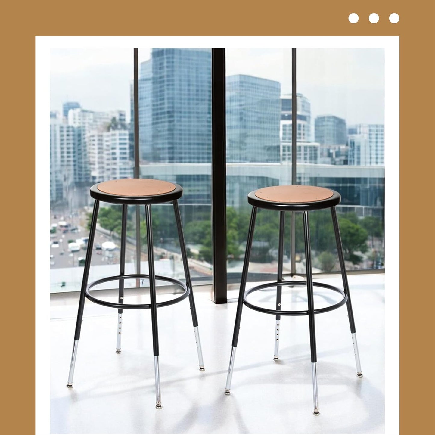 OEF Furnishings (2 Pack Height Adjustable Steel Stools, Black, 25-33"