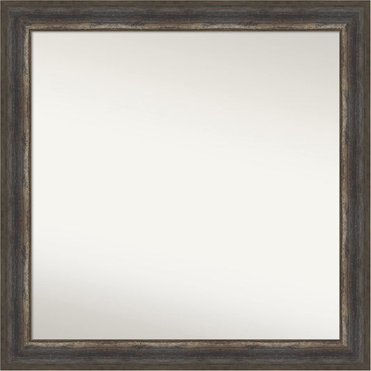 Amanti Art Brown Bathroom Mirror for Over Sink, 31x31 Alta Medium Brown Square Vanity Mirror, Large Country Rustic Frame, Hangs Horizonally and Vertically, Bathroom Wall Decor, Non-Beveled Edge