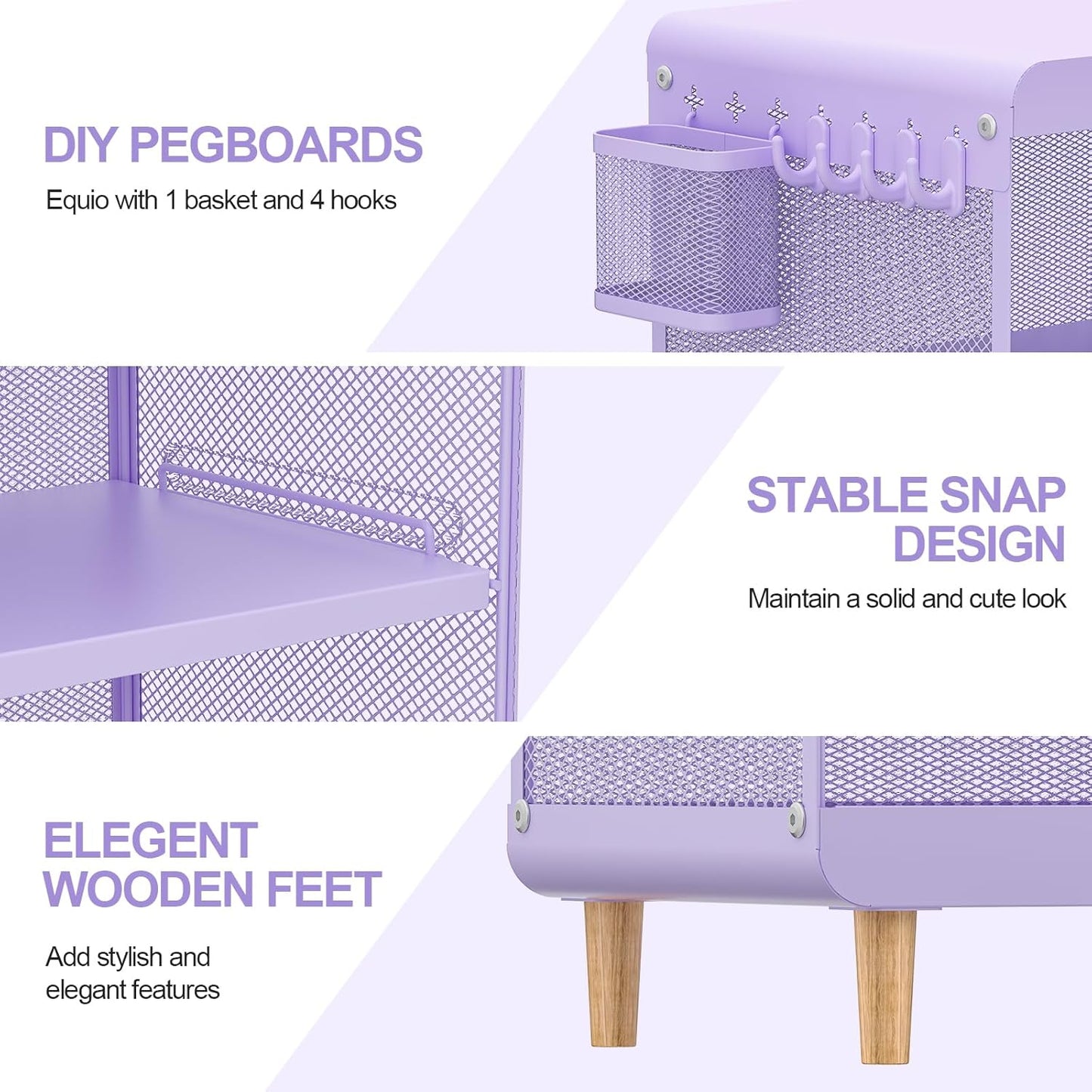 Kids Nightstand,Kids Bedside Table,Teen Girls Night Stand,Toddler Night Stand,End Table for Girls Room Storage,Purple Nightstand