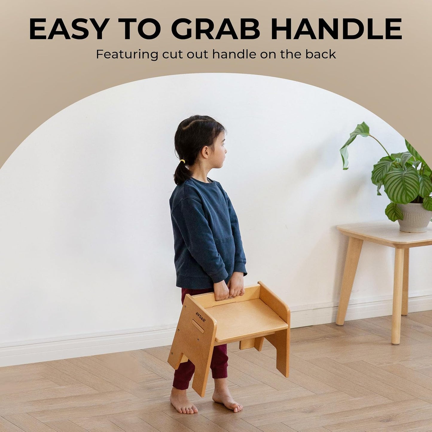 Wooden Step Stool for Kids, 14” One Step Stool for Toddlers, Heavy Duty Non-tip Non-Slip for Bedroom/Kitchen