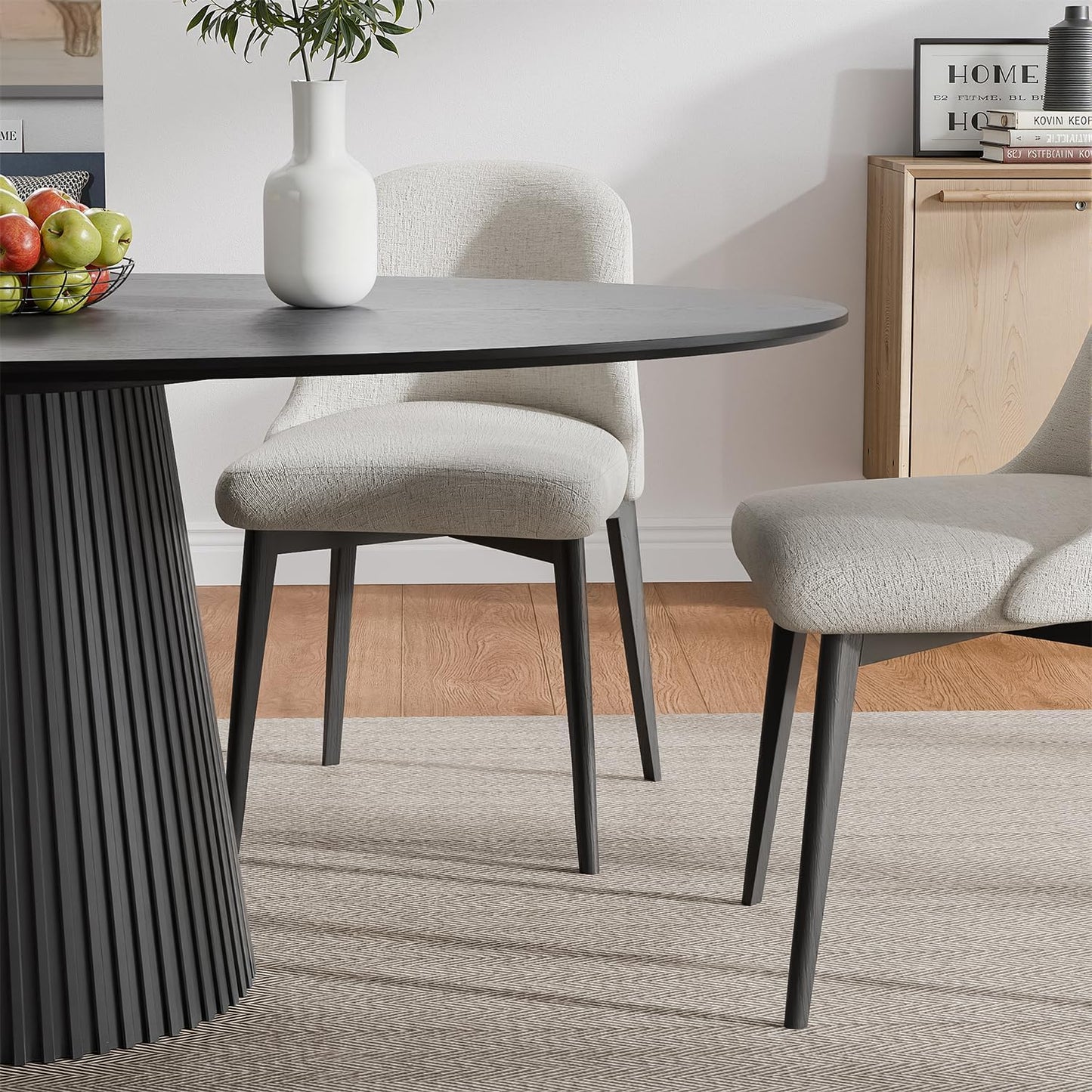 Casaphoria 67" Oval Dining Table, Modern Wood Kitchen Table with Cone Shaped Stripe Base for Living Room & Dining Room, Easy Assembly Farmhouse Furniture for 4-6, Black