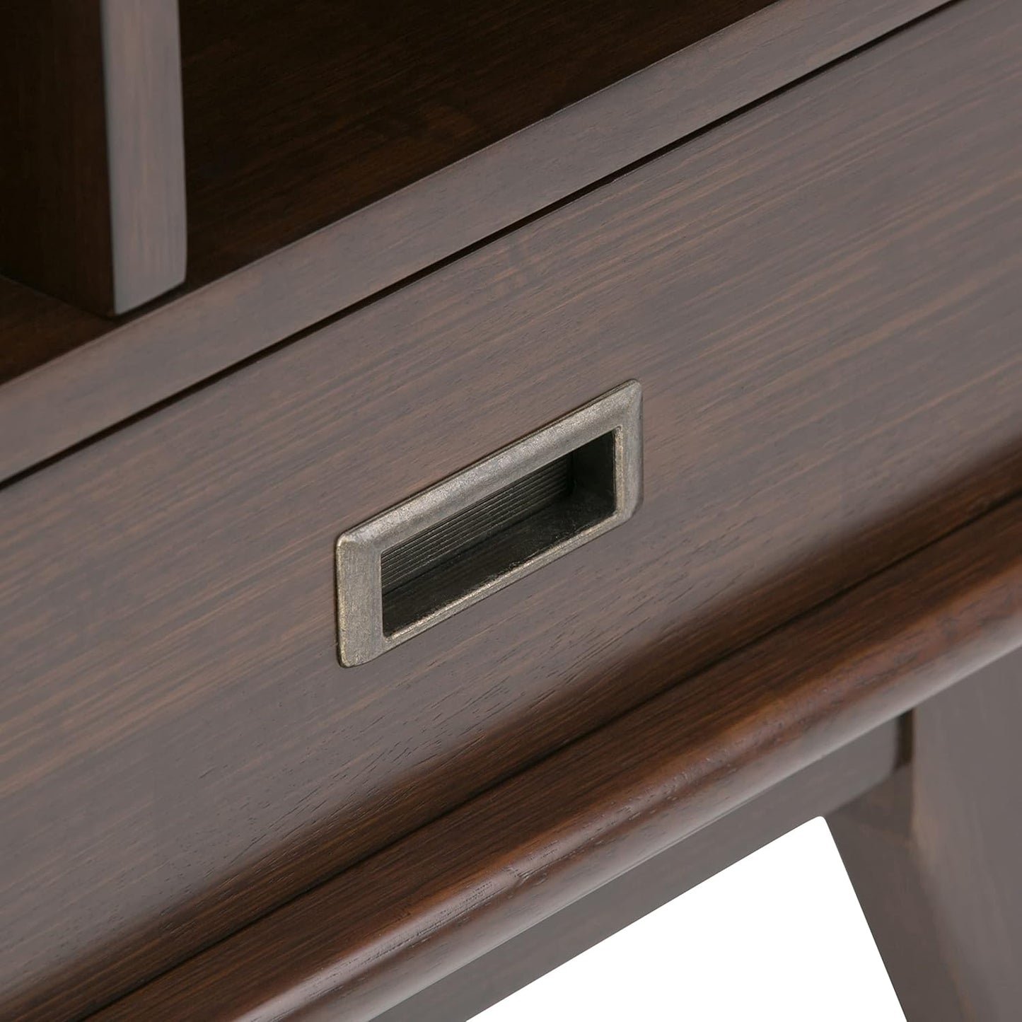 SIMPLIHOME Draper Bookcase - 64 inch Tall Solid Hardwood Wide Storage Bookshelf in Medium Auburn Brown, Mid-Century Modern Storage for Living Room or Office with Adjustable Shelves and Tapered Legs