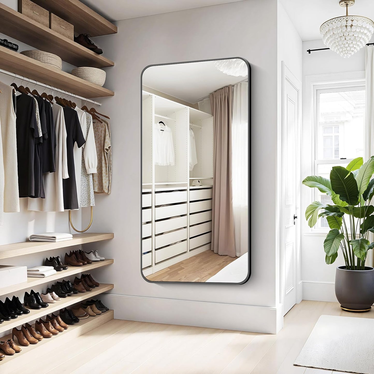 KOCUUY 60"x30" Large Rectangle Vanity Mirror, Black Metal Frame Mirror with Rounded Corner, Modern Design of Upgraded Shatterproof Glass for Bathroom, Bedroom, Living Room, Entryway