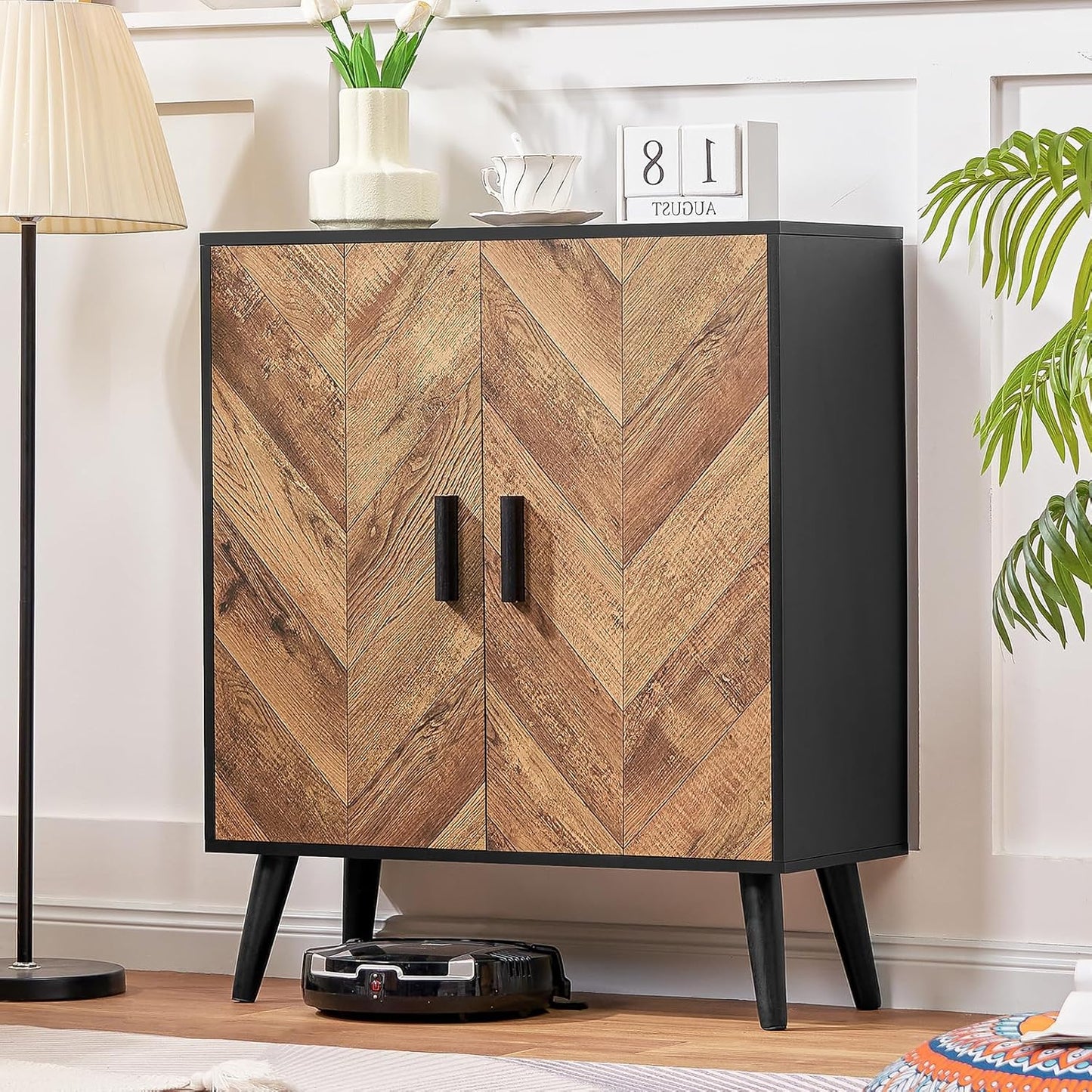 Storage Cabinet with Adjustable Shelf & Doors, Sideboard Buffet Cabinet with Storage, for Dining Room, Living Room, Entryway, Black