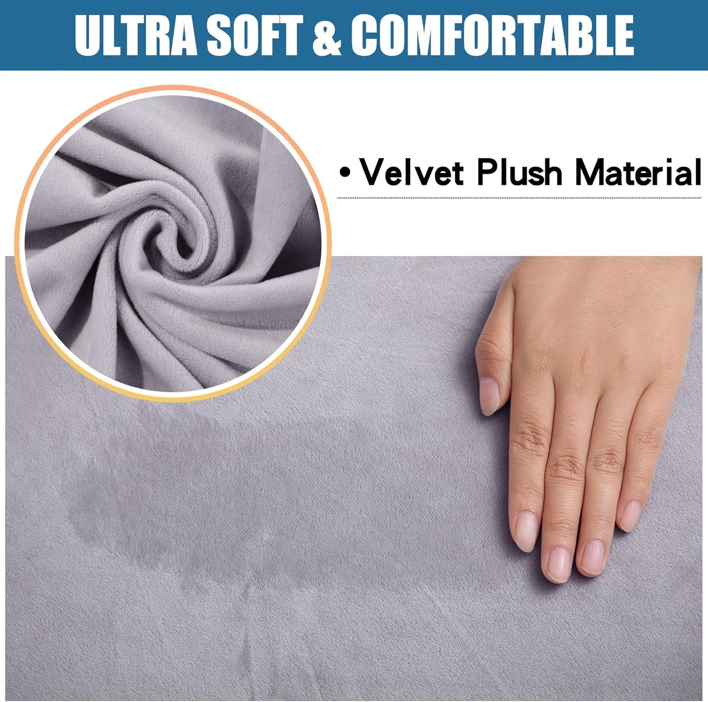 Smiry Velvet Seat Covers for Dining Room Chair Set of 2, Stretch Fit Removable Washable Chair Seat Cushion Protector Slipcovers with Ties, Light Grey