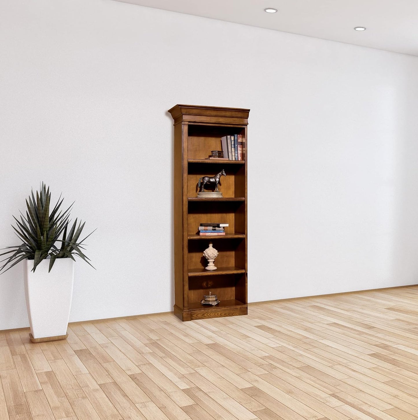 Hekman Furniture Urban Ash Burl Executive Right Bookcase – Elegant Tall Premium Adjustable Shelf Wooden Bookcase for Office Home Office & Library Use with Modern Traditional Designer Style Storage